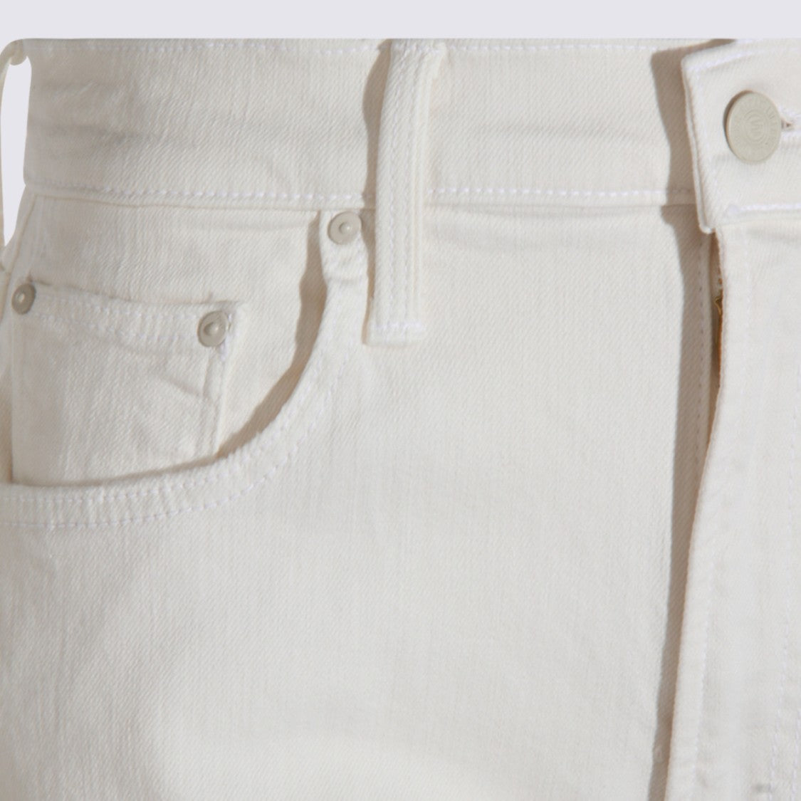 Mother High-Waisted White Cotton Jeans With Functional Pockets