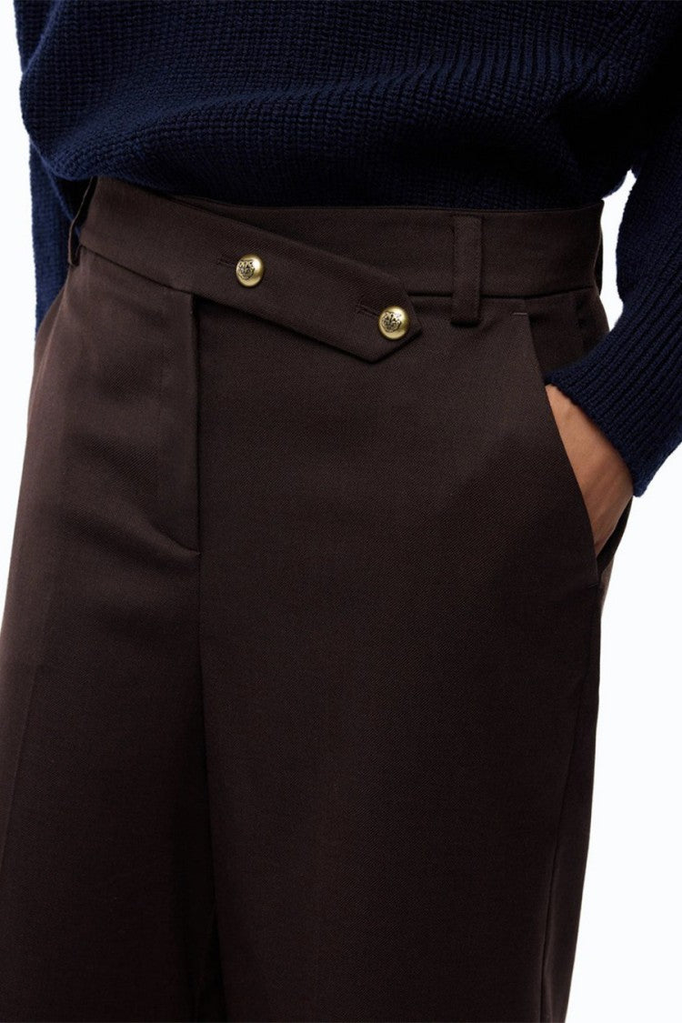 Pinko Brown Polyester-Viscose Blend Button-Tab Bermuda Shorts