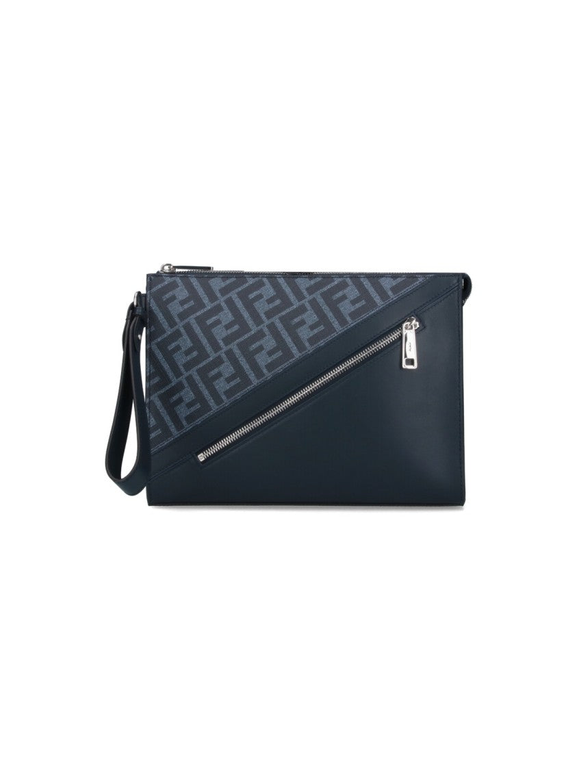 Fendi "Diagonal" Flat Pouch Blue