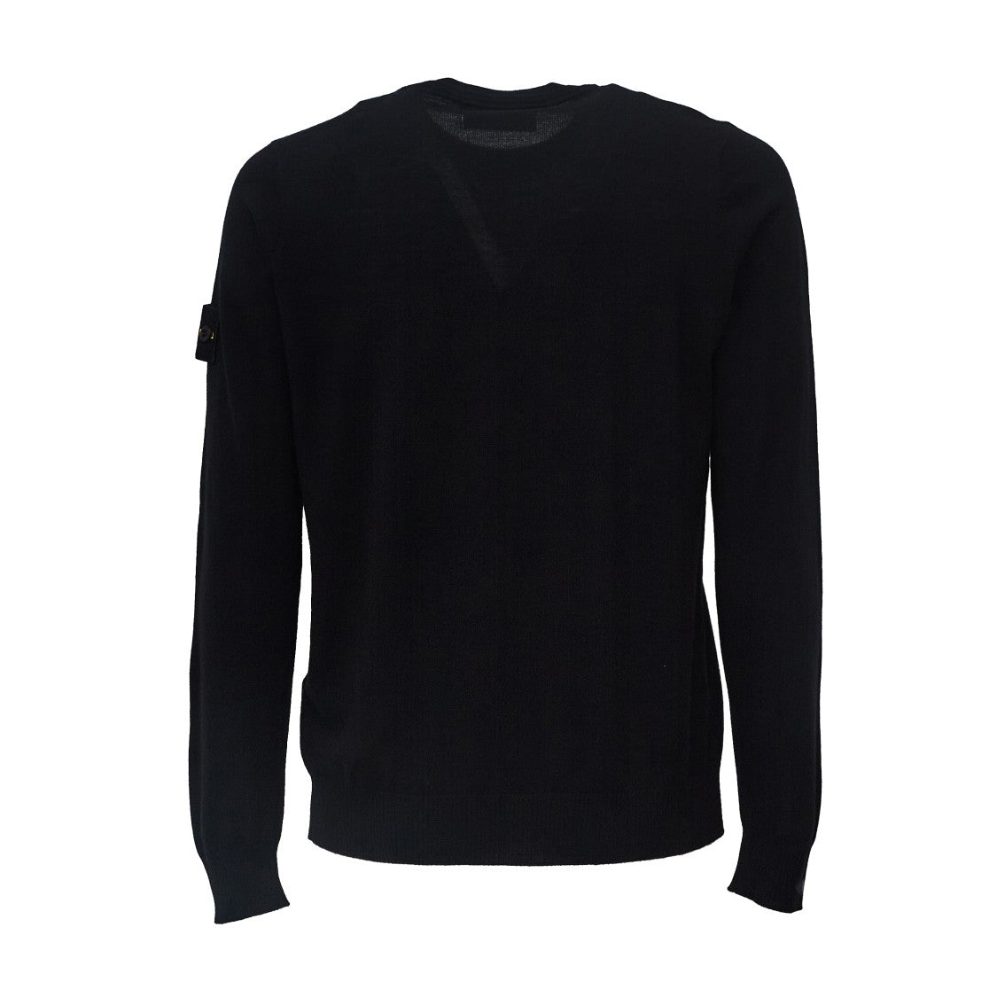 Stone Island Ribbed Neckline Black Pure Rws Wool Sweater