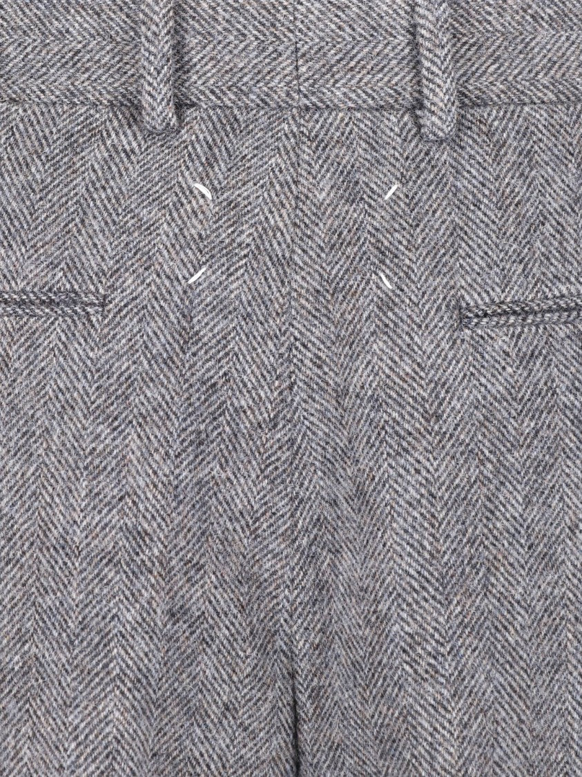 Maison Margiela Tailored Grey Wool Trousers With Hook And Button Closure