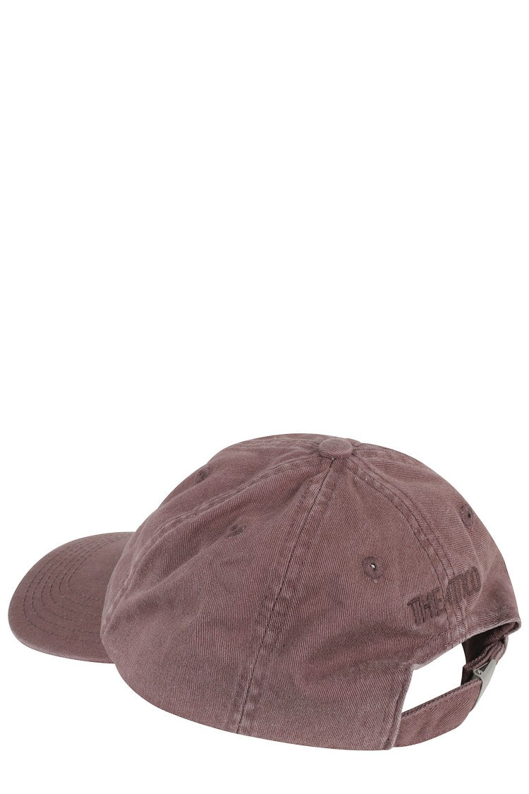 The Attico Dark Mauve Canvas Curved-Visor Cotton Hat