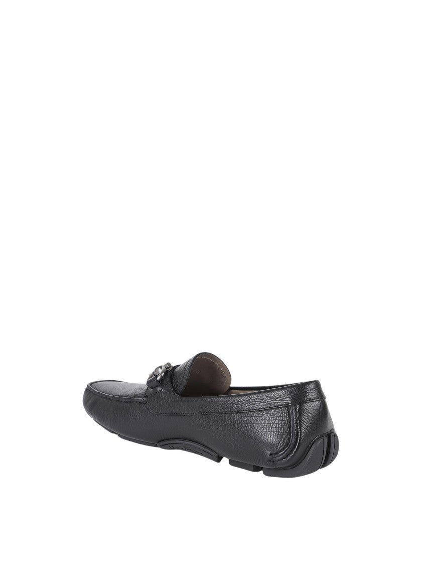 Ferragamo Textured Leather Ferragamo Loafers With Metallic Bit