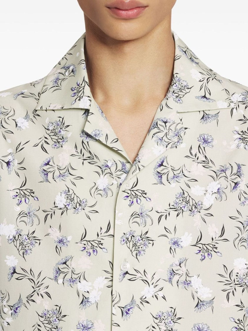 Lanvin Beige Short Sleeve Floral Print Shirt
