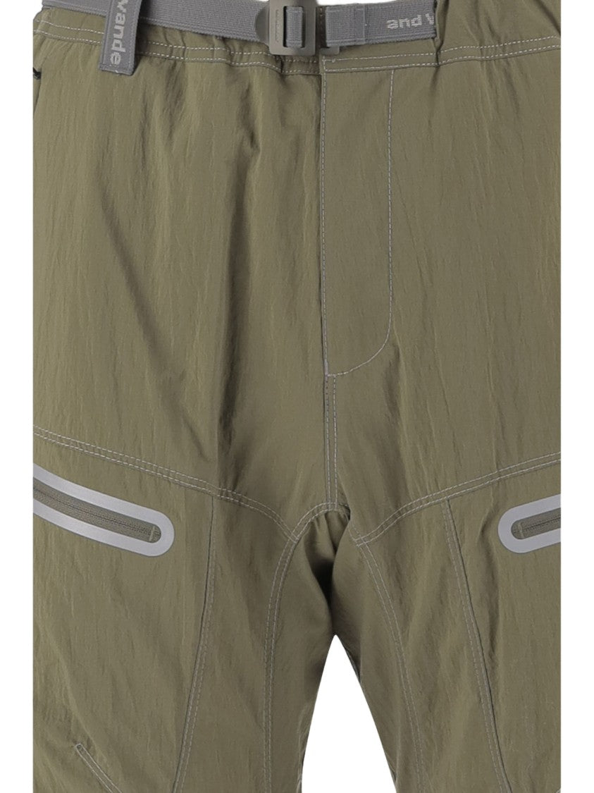 And Wander Khaki Nylon Trousers With Adjustable Drawstring