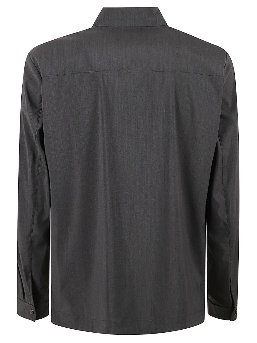 Herno Button-Up Grey Coat With Subtle Texture