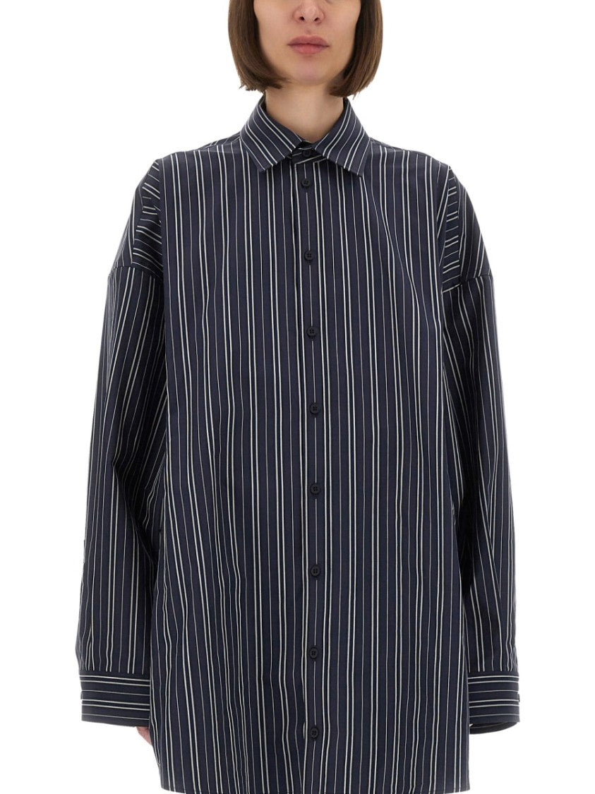 Balenciaga Contrasting Stripe Oversized Cotton Shirt
