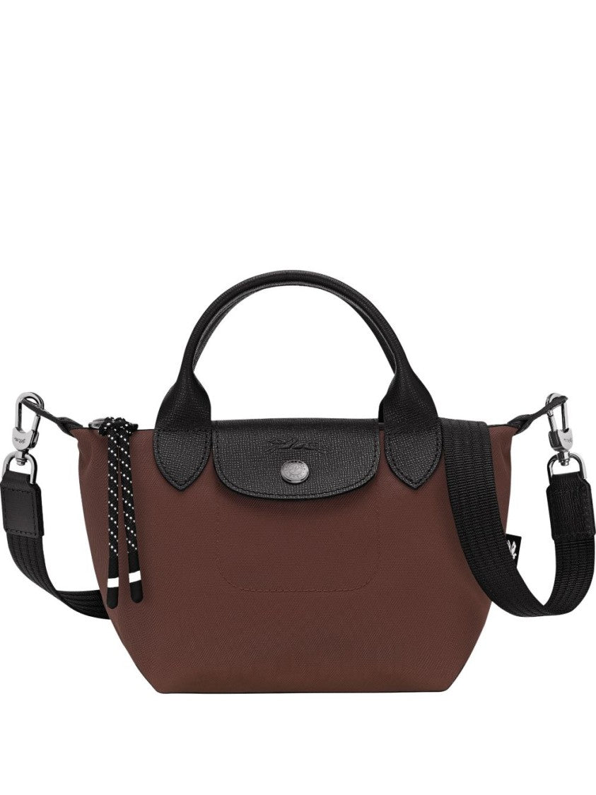 Longchamp Brown Cowhide Trimmed Polyamide Tote Bag