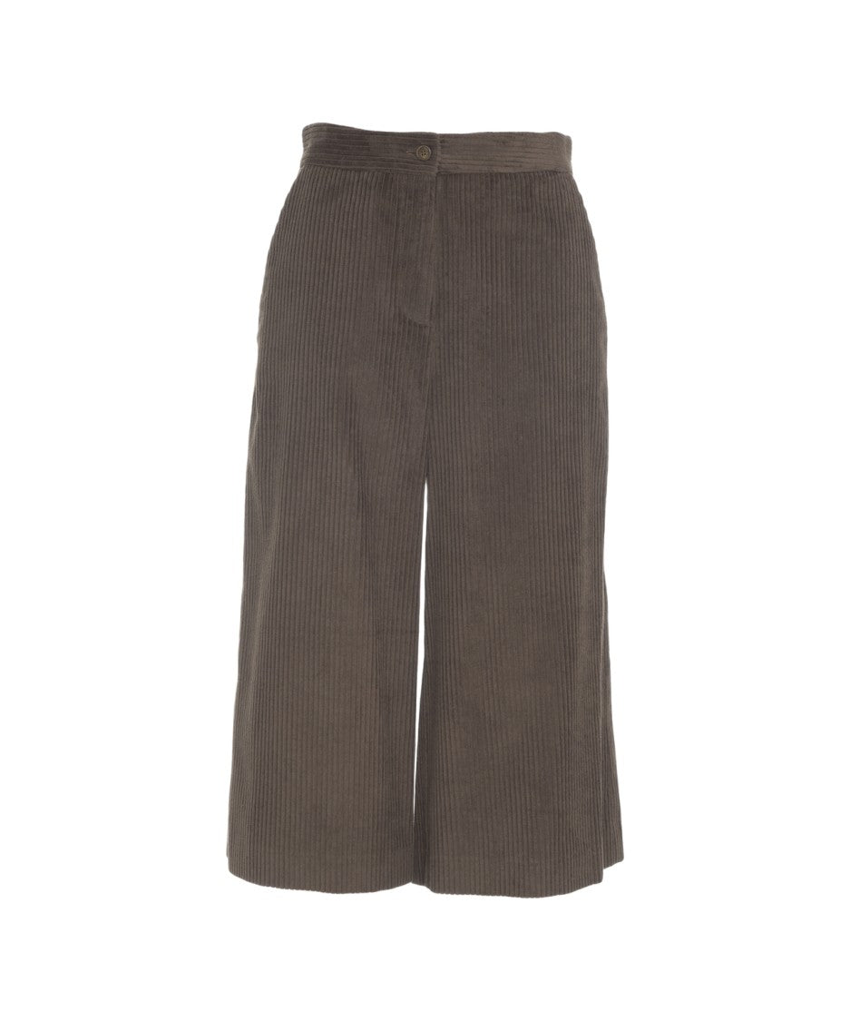 Ottod'ame Cropped High-Waisted Culottes With Tailored Pleats