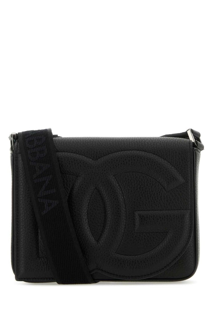 Dolce & Gabbana Black Leather Medium Dg Logo Crossbody Bag