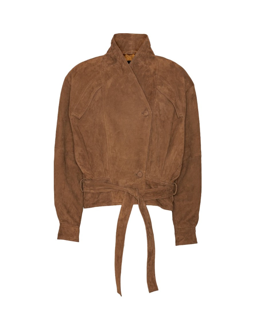 Rotate Suede Bomber Jacket In Bison