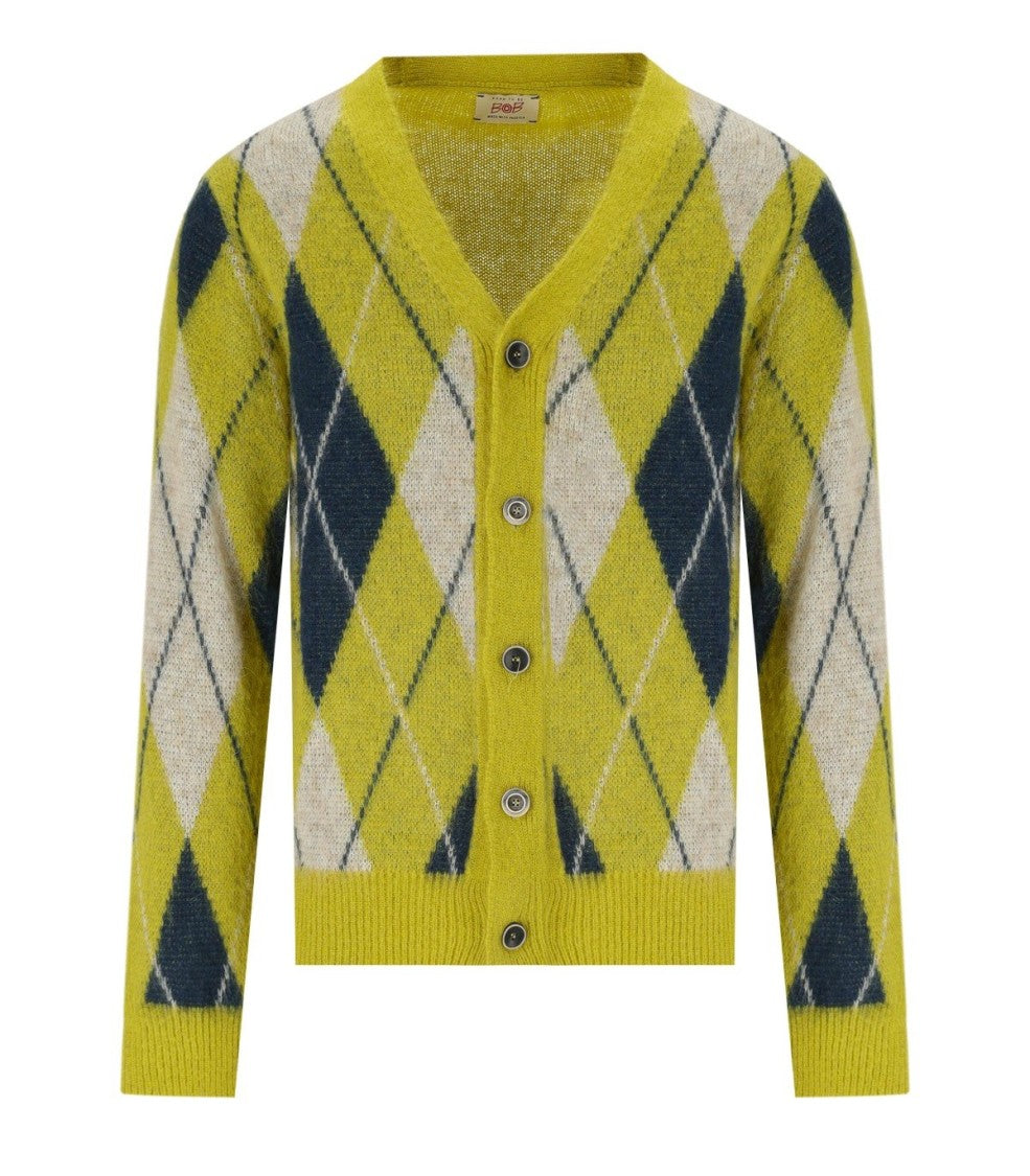 Bob Taylor Acid Green Diamond Cardigan