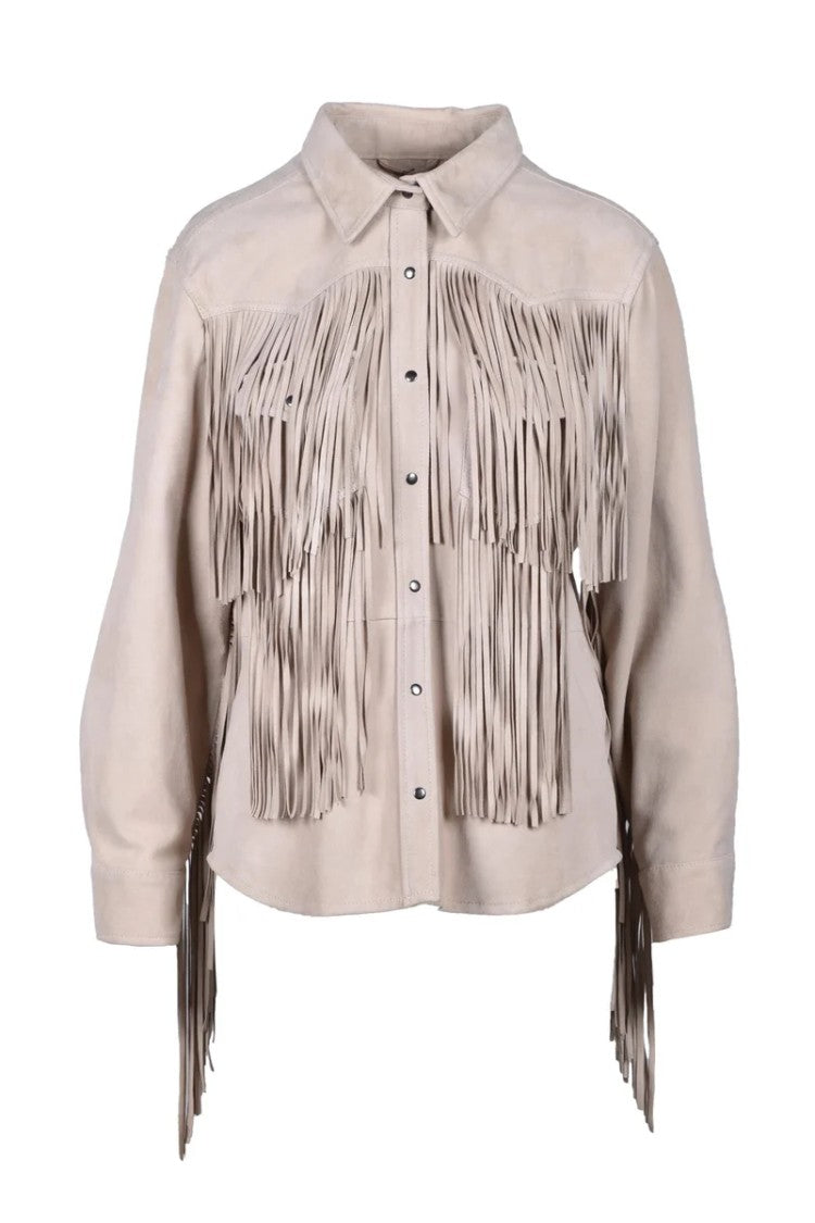 Wild Cashmere Suede Leather Shirt - Beige