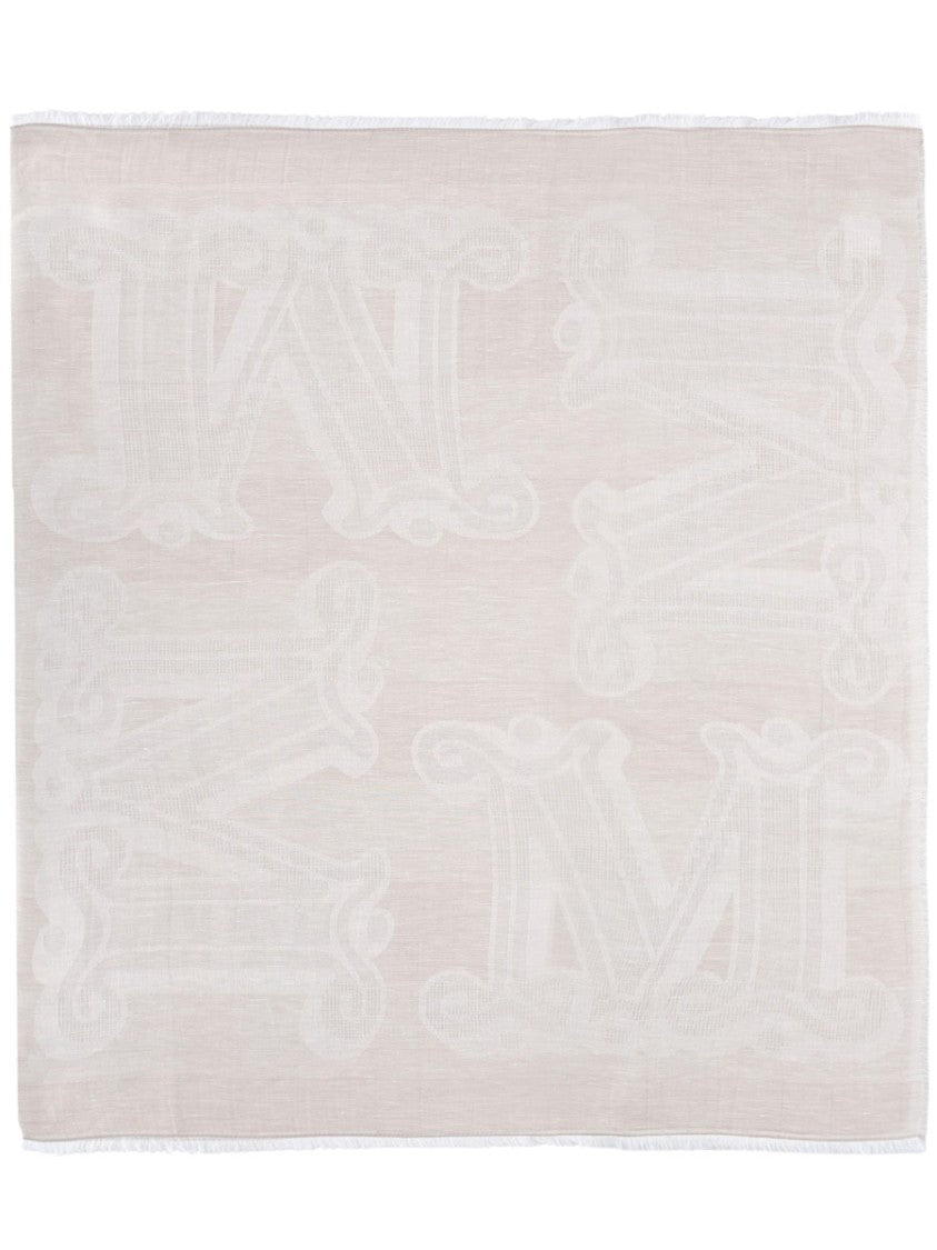 Max Mara Rectangular Jacquard Fringed Linen-Blend Stole