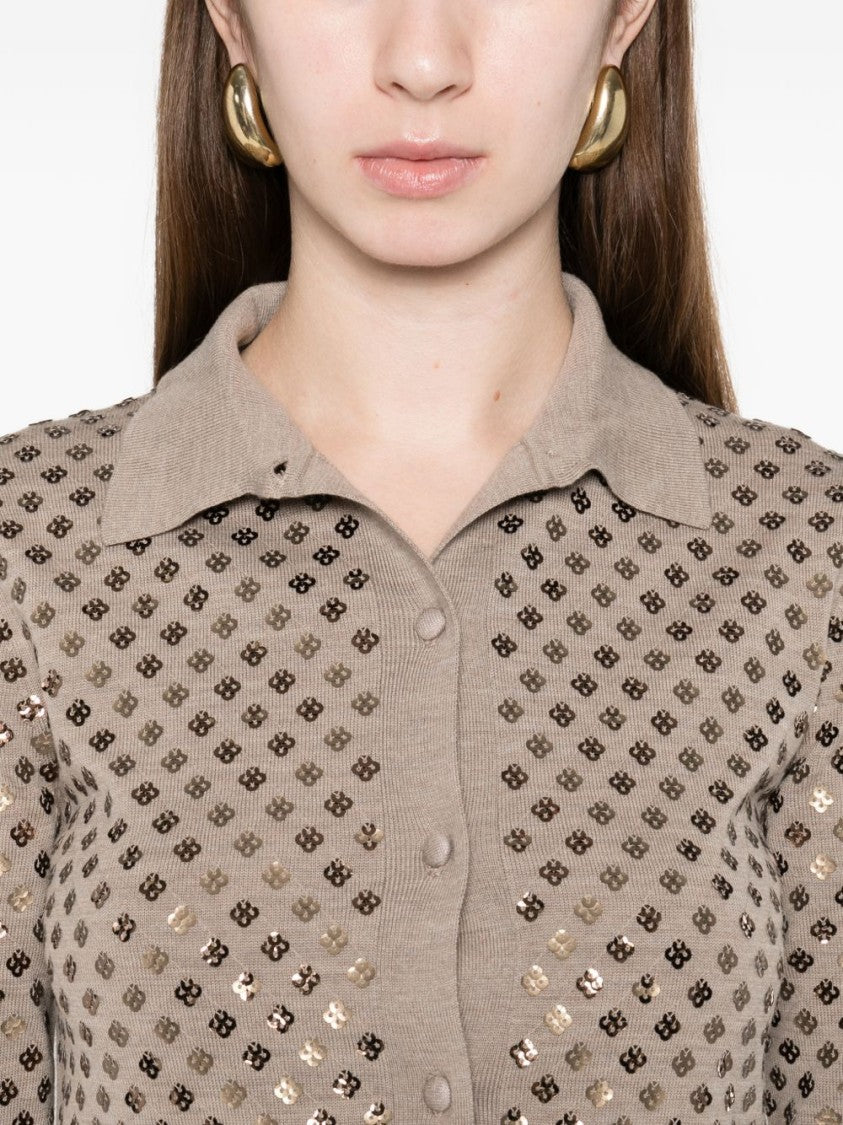 Max Mara Classic Collared Sweater With Subtle Sequin Detailing