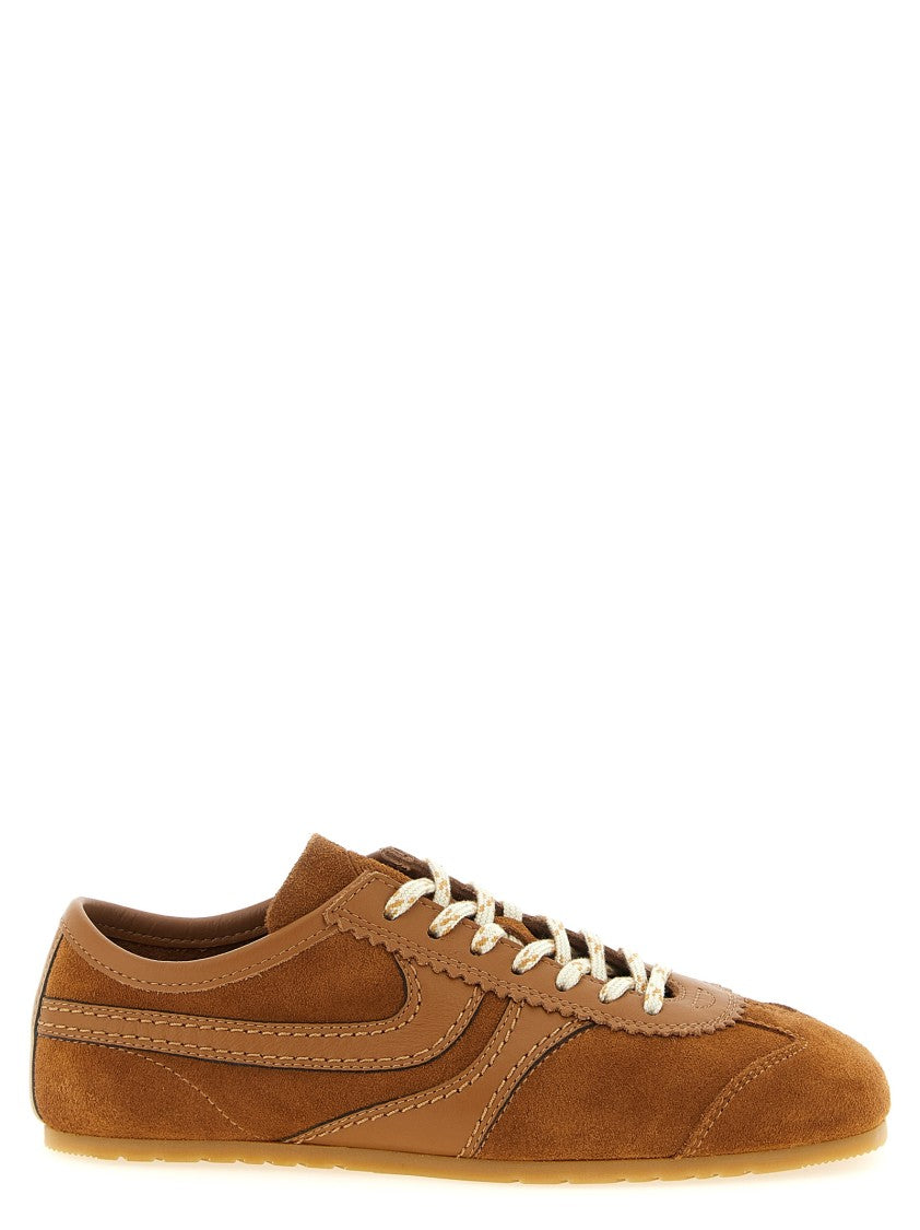 Dries Van Noten Brown Suede Sneakers With Leather Accents