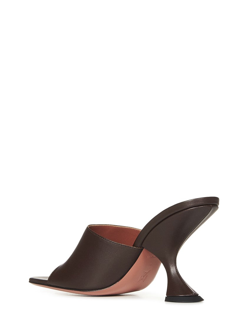 Amina Muaddi Coffee Nappa Leather Taylor Slipper 90 Sandals