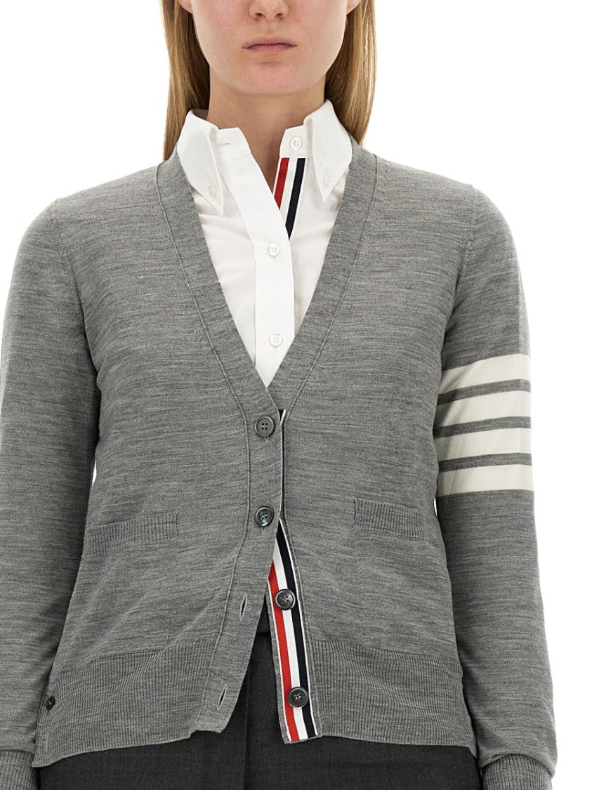 Thom Browne Relaxed Fit Cardigan With Classic V-Neckline
