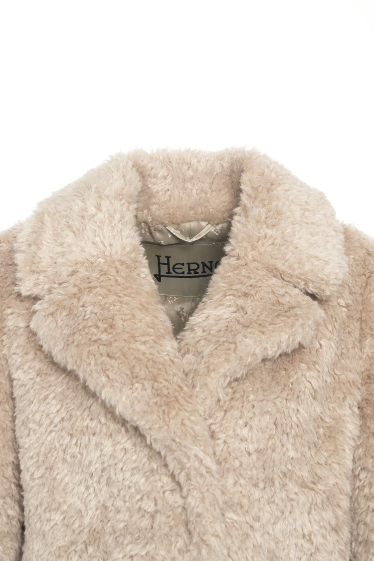 Herno Knee-Length Faux Fur Coat With Classic Collar And Plush Texture