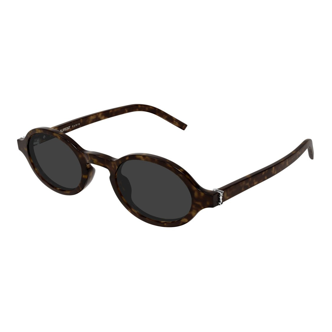 Saint Laurent Rounded Tortoiseshell Sunglasses With Subtle Silver Logo