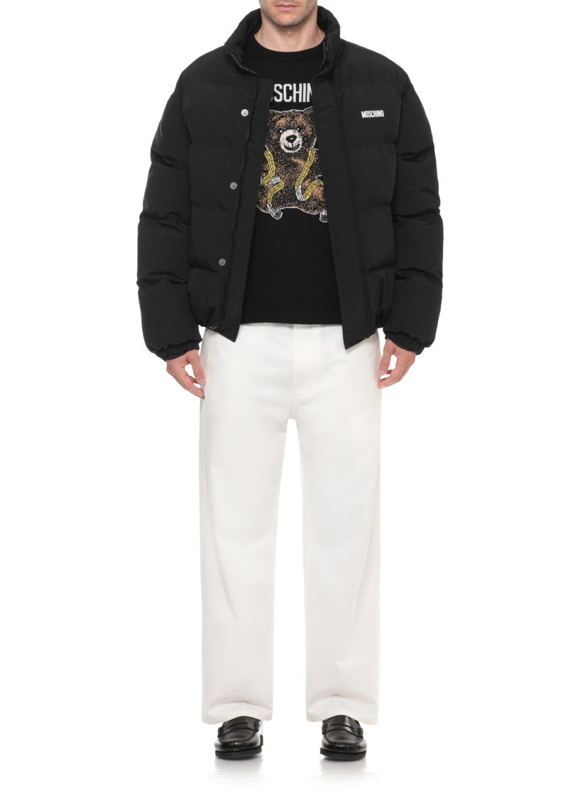 Moschino White Contrast Logo Patches Straight-Leg Jeans