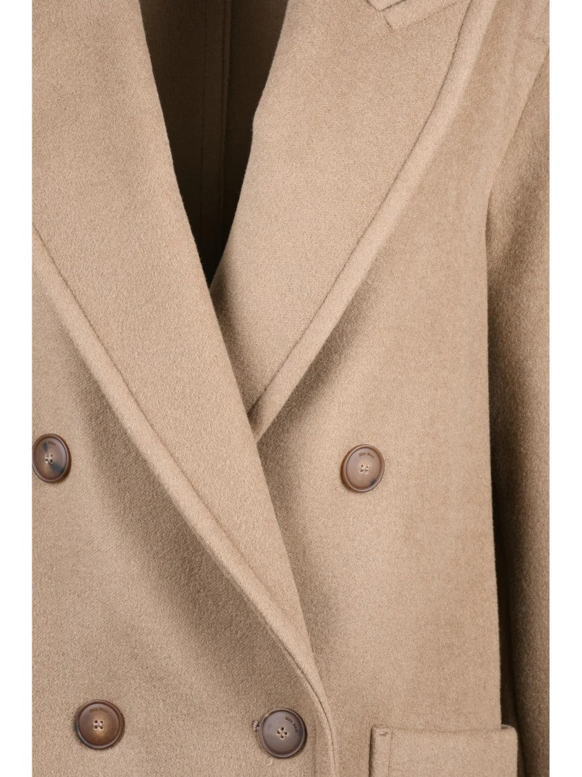Max Mara Beige Virgin Wool-Blend Double-Breasted Deletta Coat
