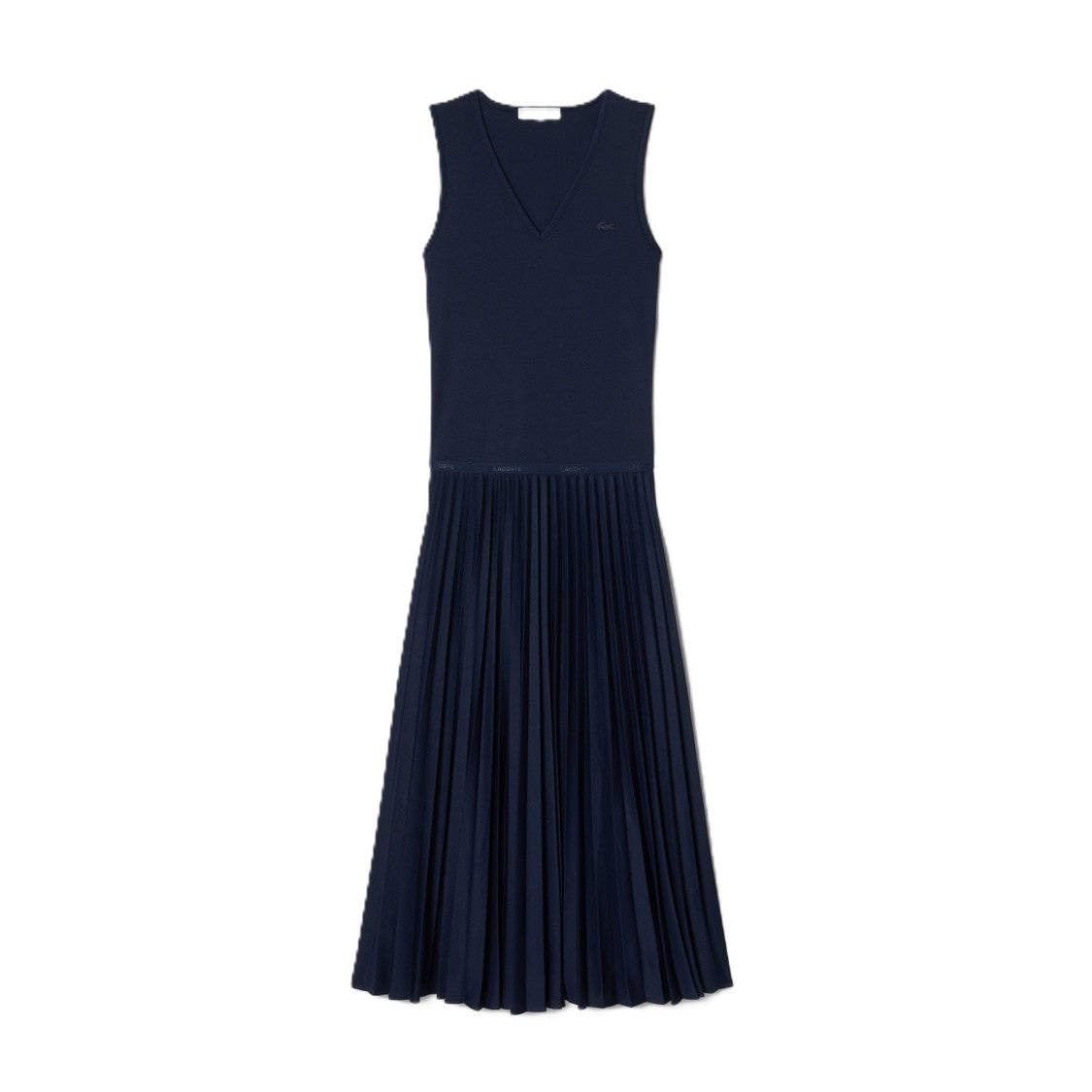 Lacoste Flowing Midi Dress With Fitted Bodice