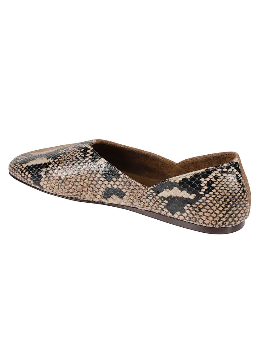 Khaite Pointed Toe Flat Shoe In Suede And Snakeskin