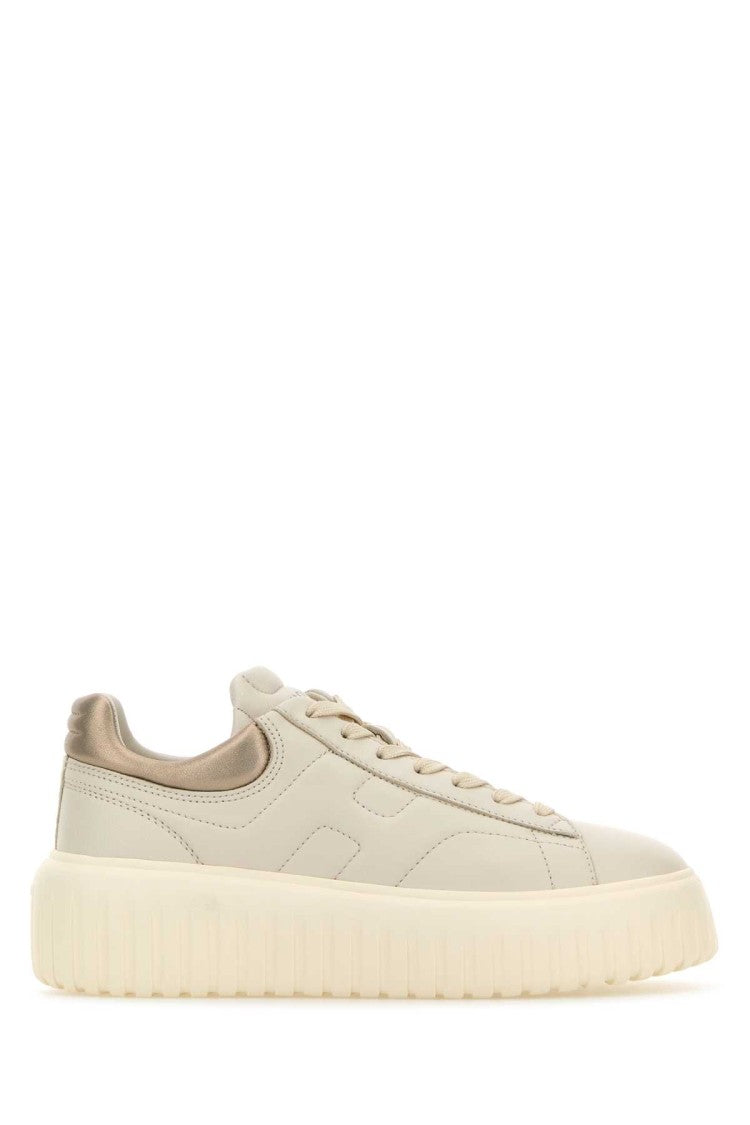 Hogan Ivory Nappa Leather H-Stripes Sneakers