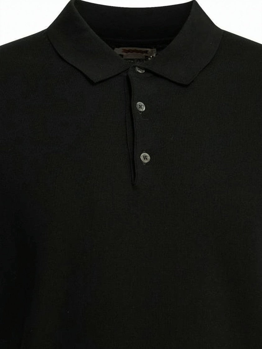 Baracuta Short-Sleeve Polo Shirt With Three-Button Placket And Ribbed Cuffs