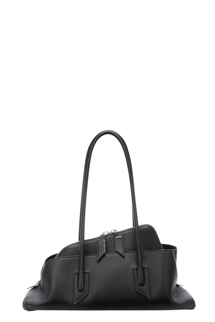 The Attico Black La Passeggiata Small Double Handle Leather Handbag