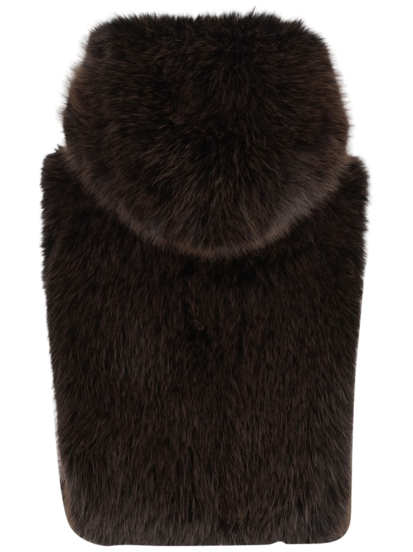 Uncommon Dark Brown Hooded Faux Fur Vest