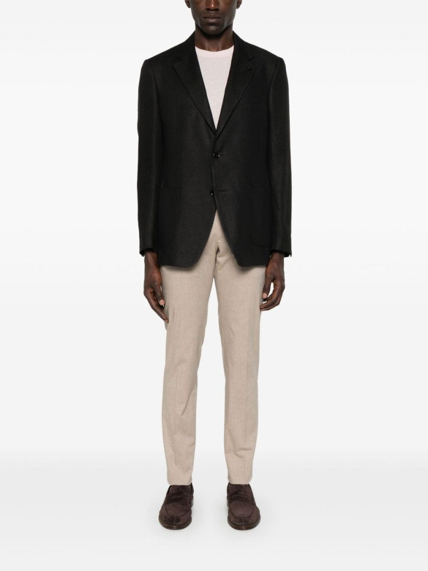 Lardini Front Button Fastening Black Linen Jacket
