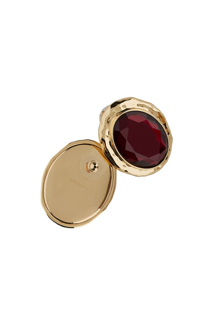 Self-Portrait Hammered Gold Red Earrings