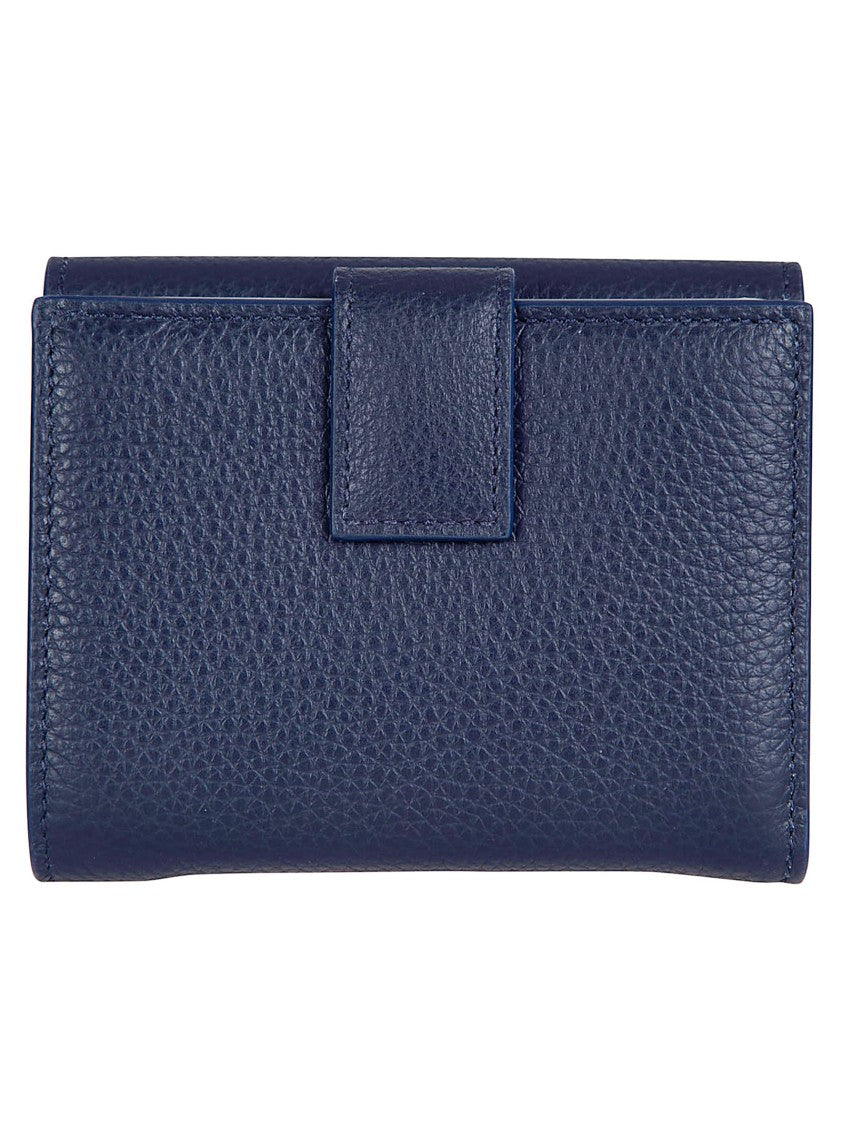 Ferragamo Versatile French Wallet In Pebbled Calf Leather
