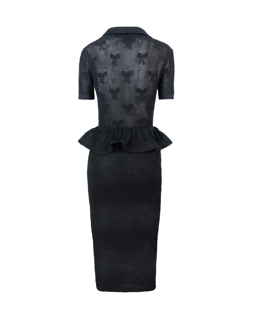 Self-Portrait Black Bow Crochet Midi Dress