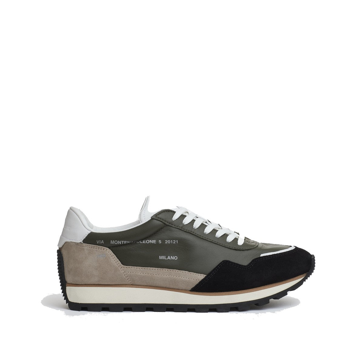 Hogan Running 86Er Green Leather Suede Beige And Black