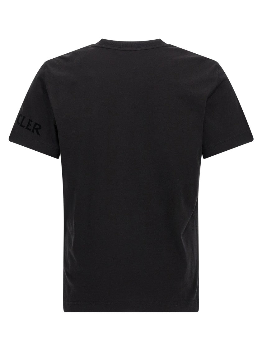 Moncler Black Cotton Jersey T-Shirt With Logo Detail