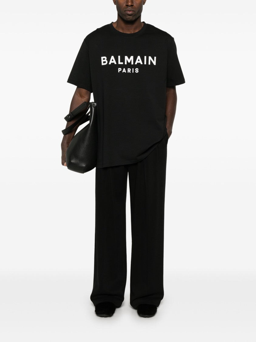 Balmain Black T-Shirt Organic Cotton Logo T-Shirt