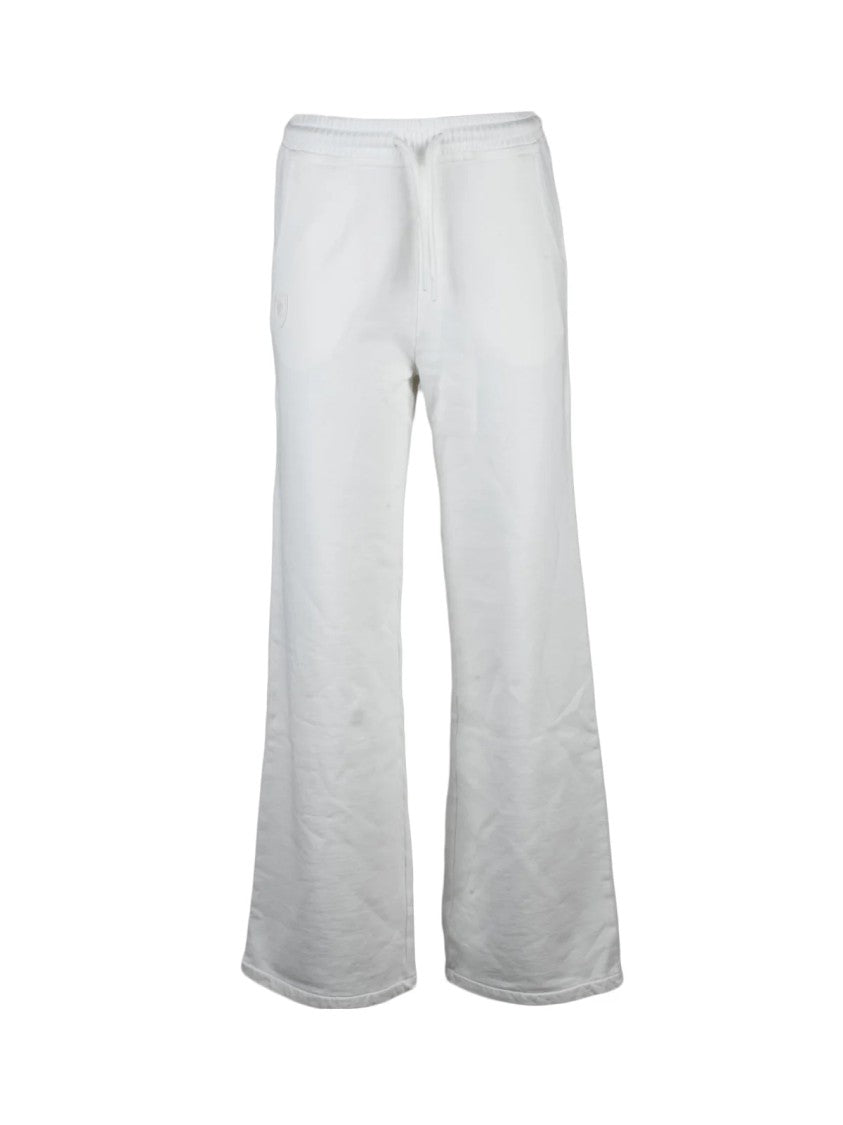 Blauer White Cotton Wide-Leg Sweatpants