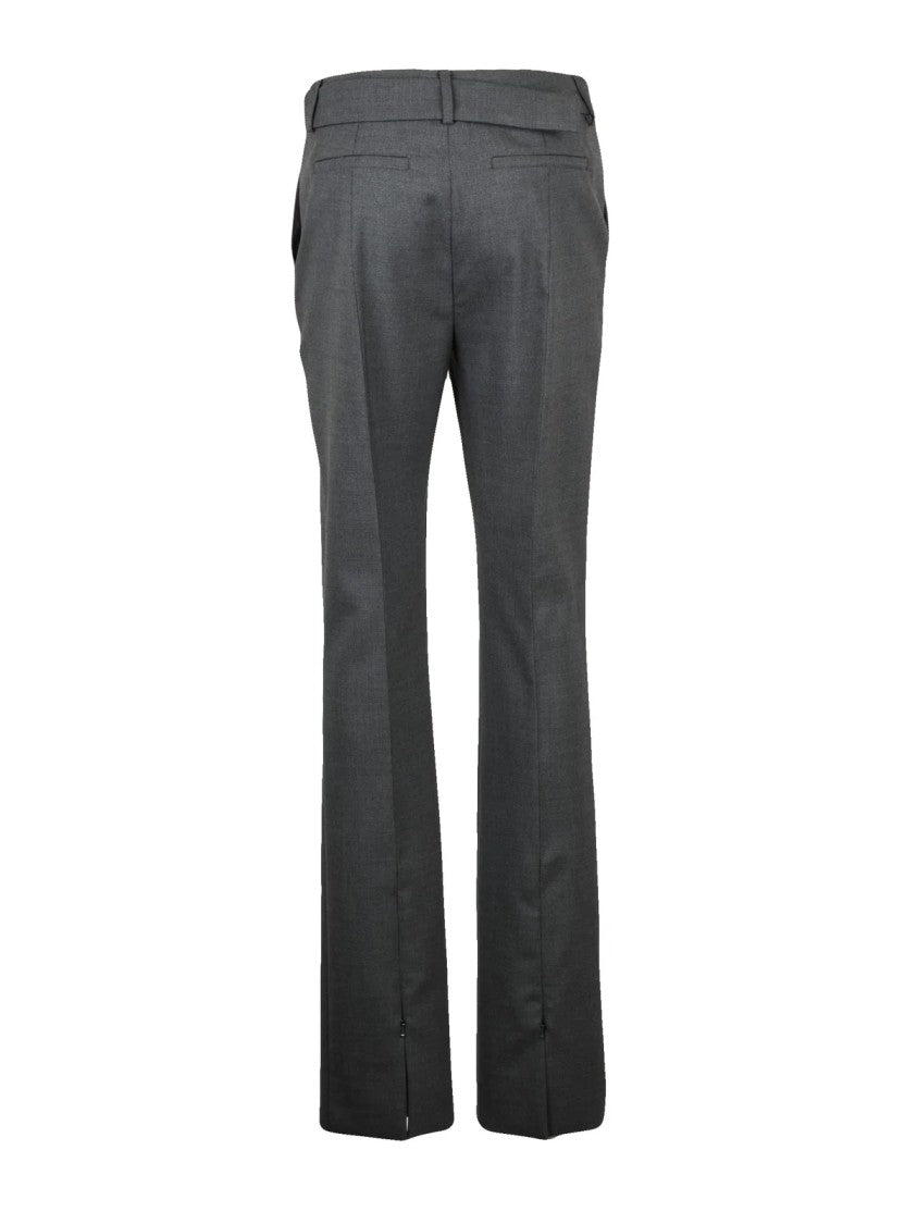 Sportmax Tailored Grey Virgin Wool Trousers With Elegant Straight Leg Design