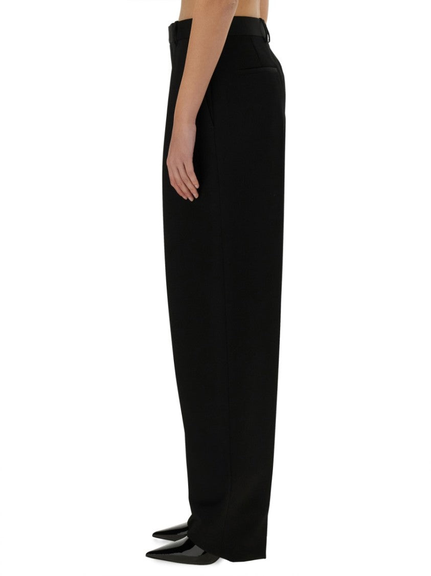 Bottega Veneta Wide-Fit Tailored Black Wool Pants