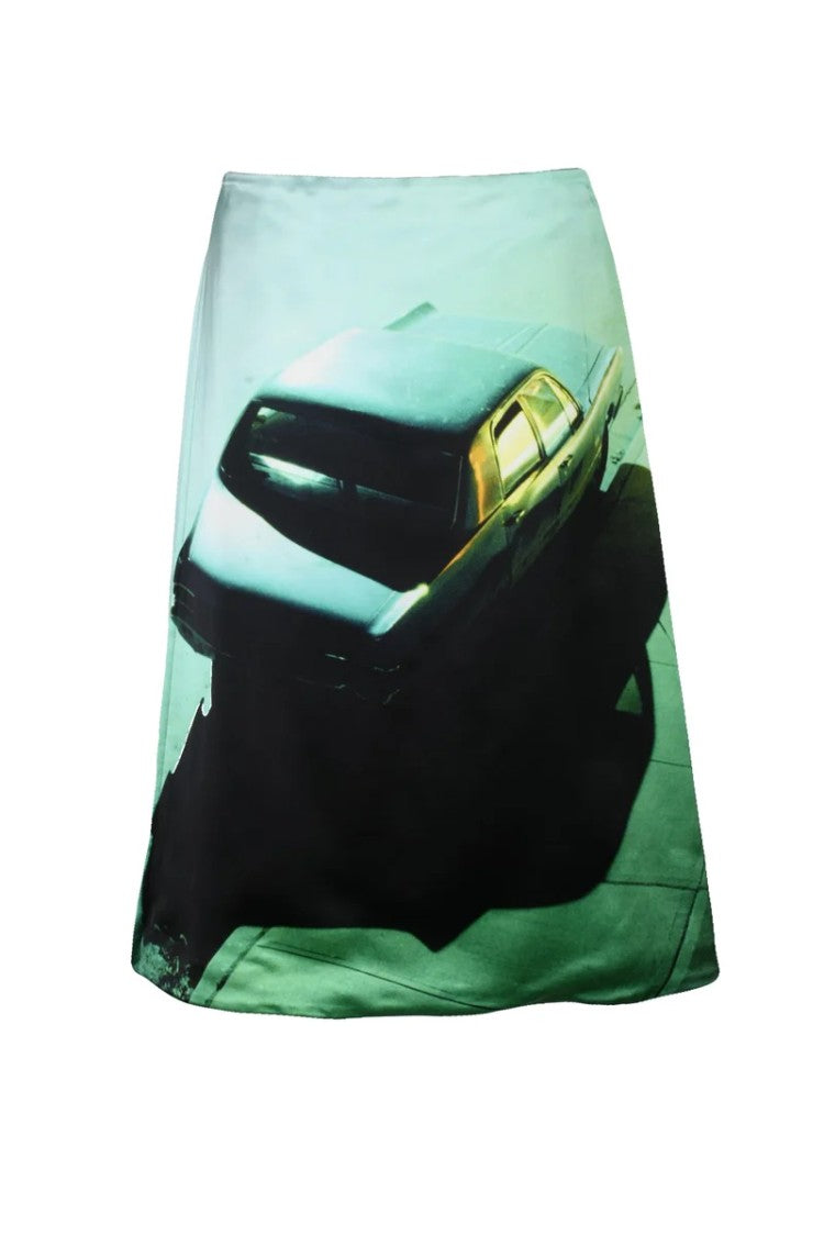 Jil Sander Satin Midi Skirt - Green