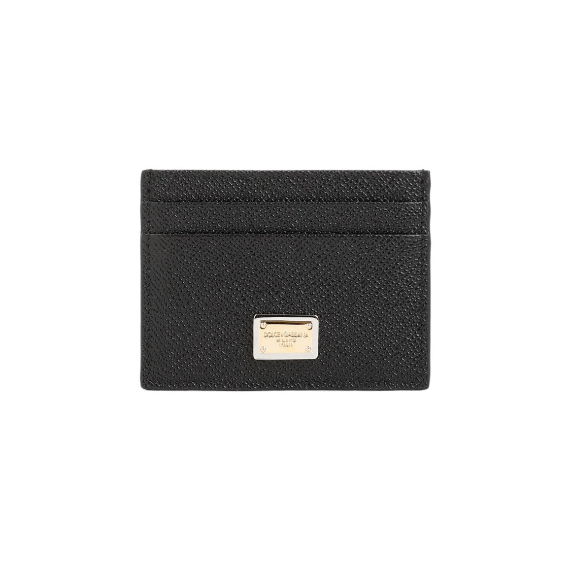 Dolce & Gabbana Black Leather Cardholder With Logo Plaque