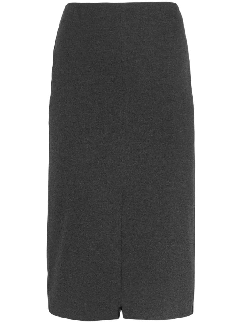 Pinko Grey Midi Skirt With Subtle Back Slit