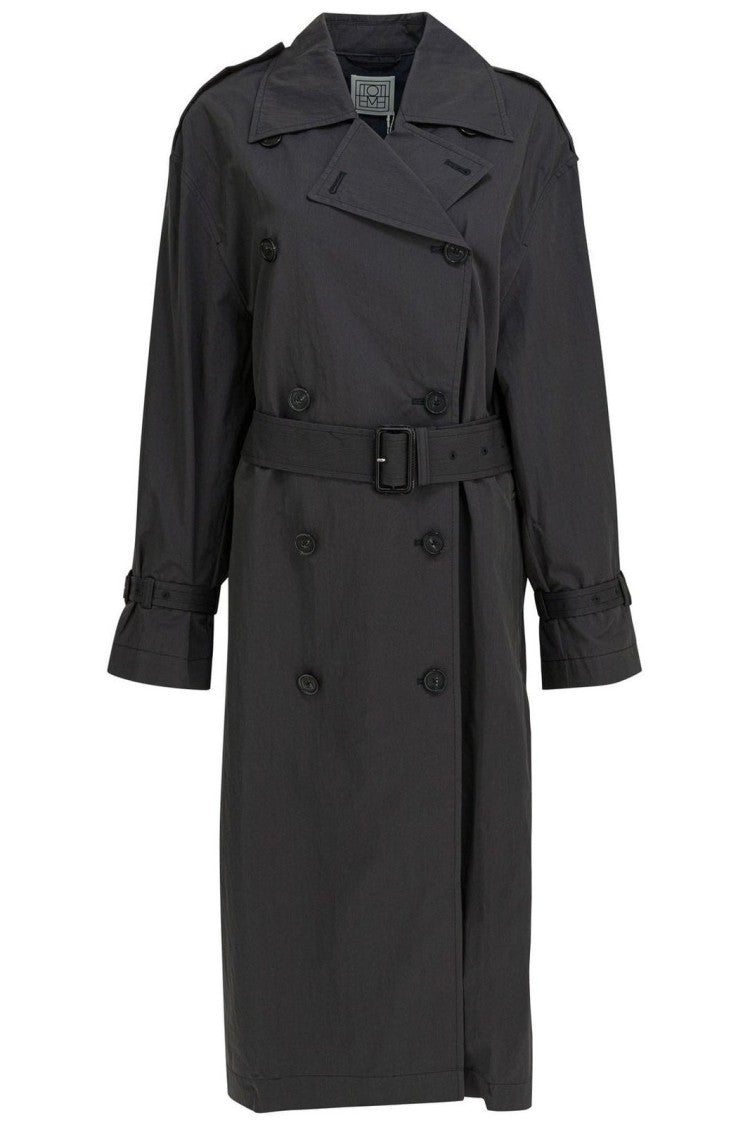 Totême Double-Breasted Black Trench Coat