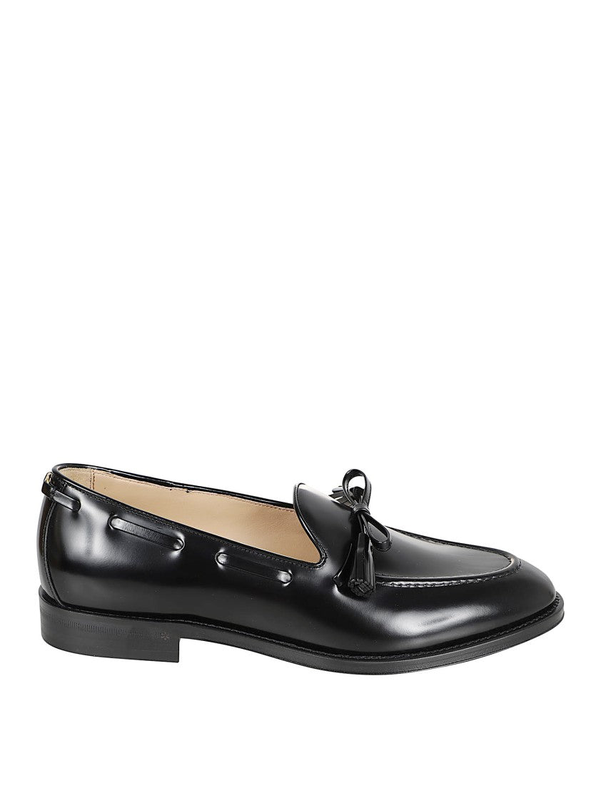 Valentino Garavani Polished Calf Leather Loafers With Decorative Bow