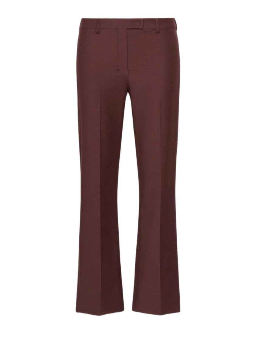 Max Mara Burgundy Tailored Trousers With Flared Hem And Concealed Fastening