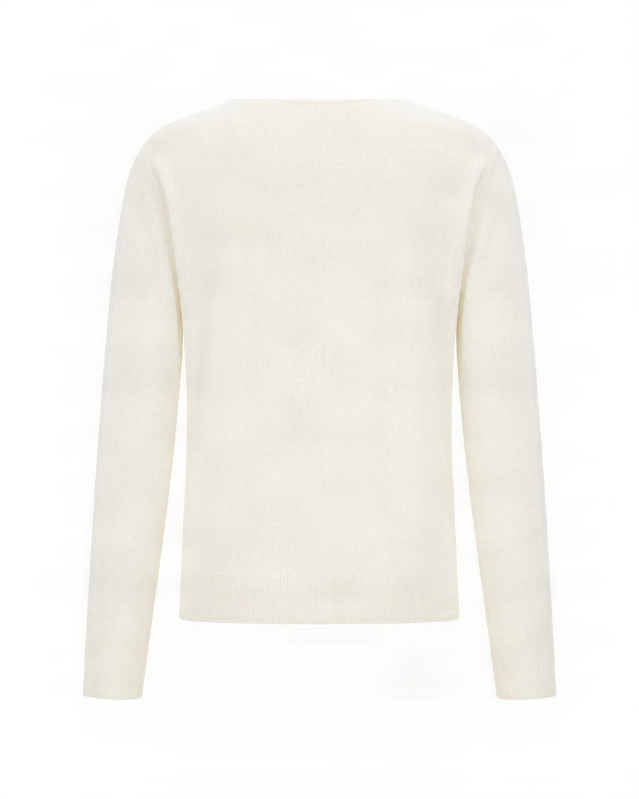 Ballantyne Cream Argyle Diamond Pattern Cashmere Sweater