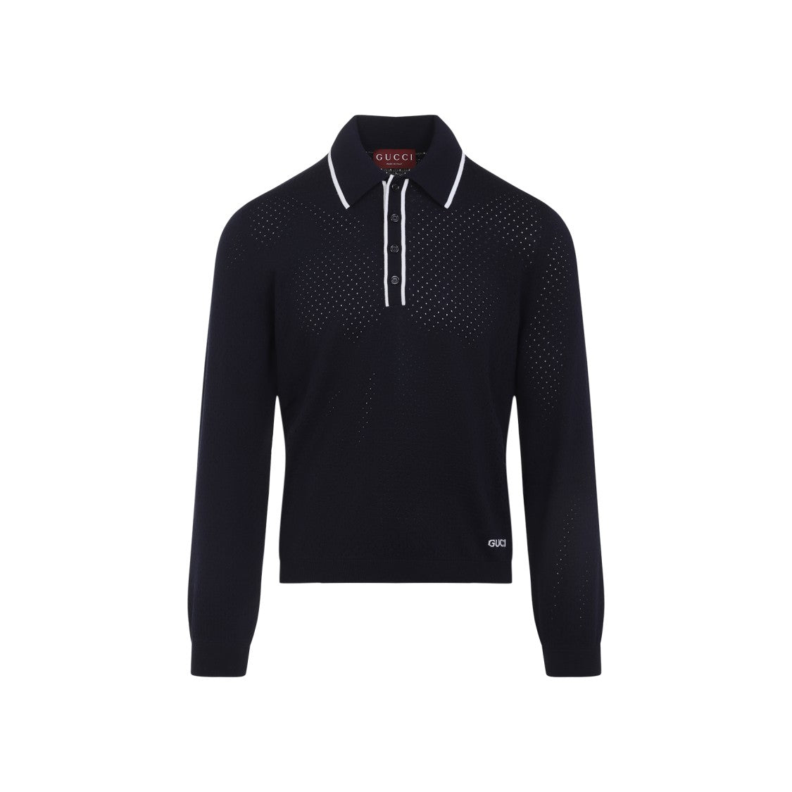 Gucci Fine Knit Long-Sleeve Polo Shirt